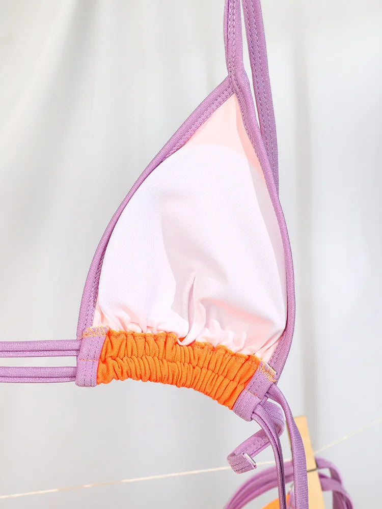 Contrast Double Strap Bikini