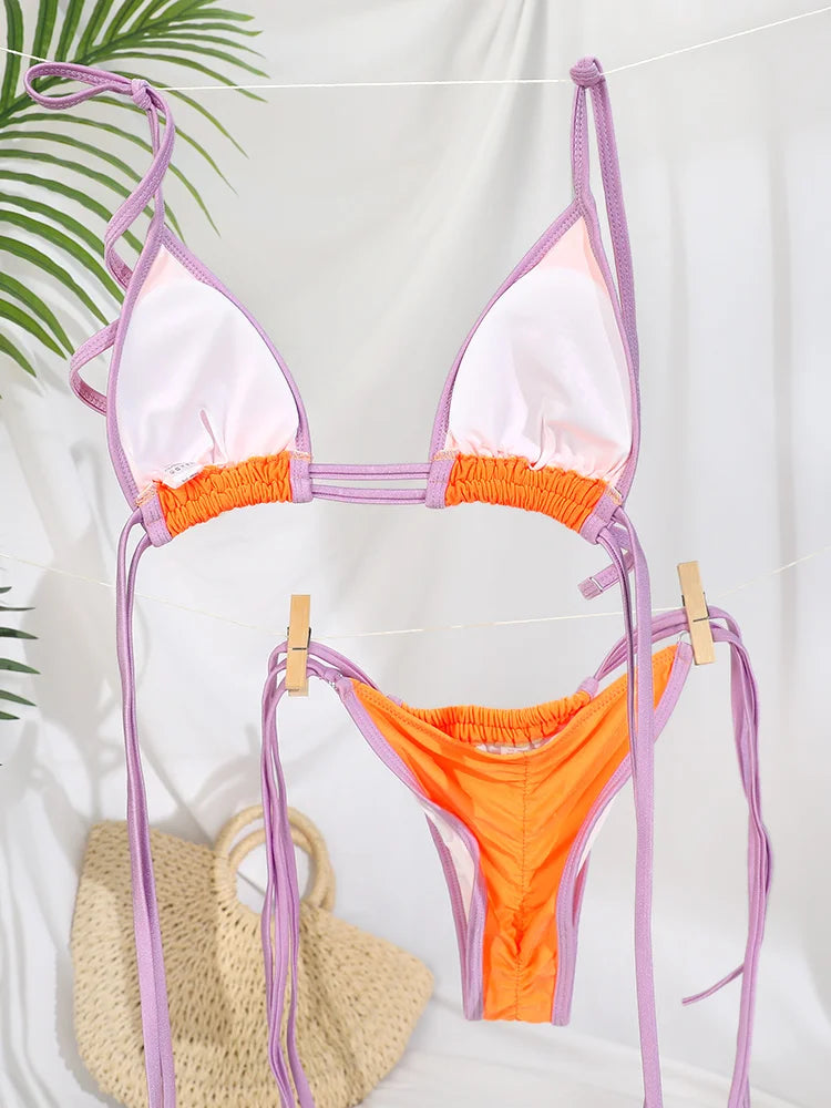 Contrast Double Strap Bikini
