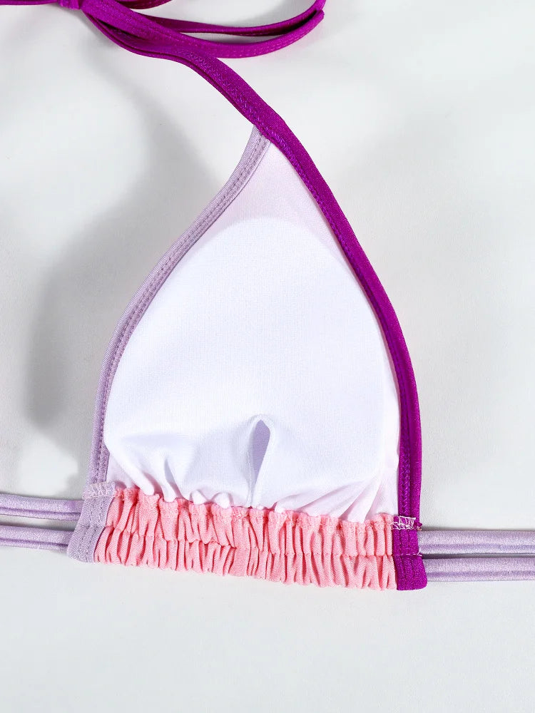 Contrast Double Strap Bikini