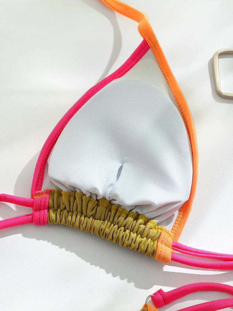 Contrast Double Strap Bikini