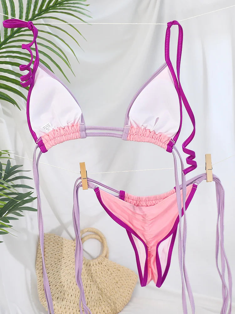 Contrast Double Strap Bikini