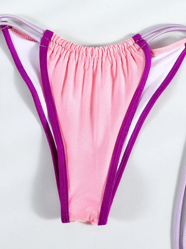 Contrast Double Strap Bikini
