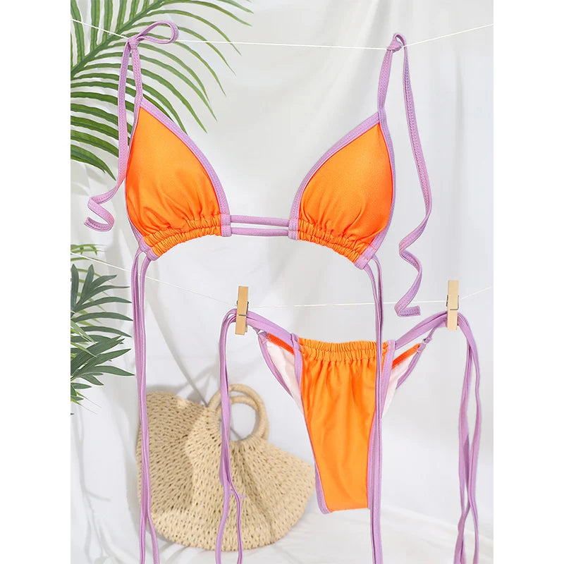 Contrast Double Strap Bikini