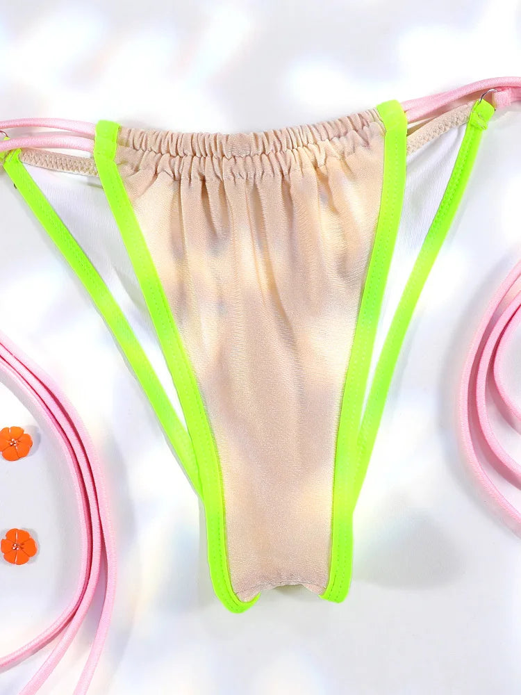 Contrast Double Strap Bikini