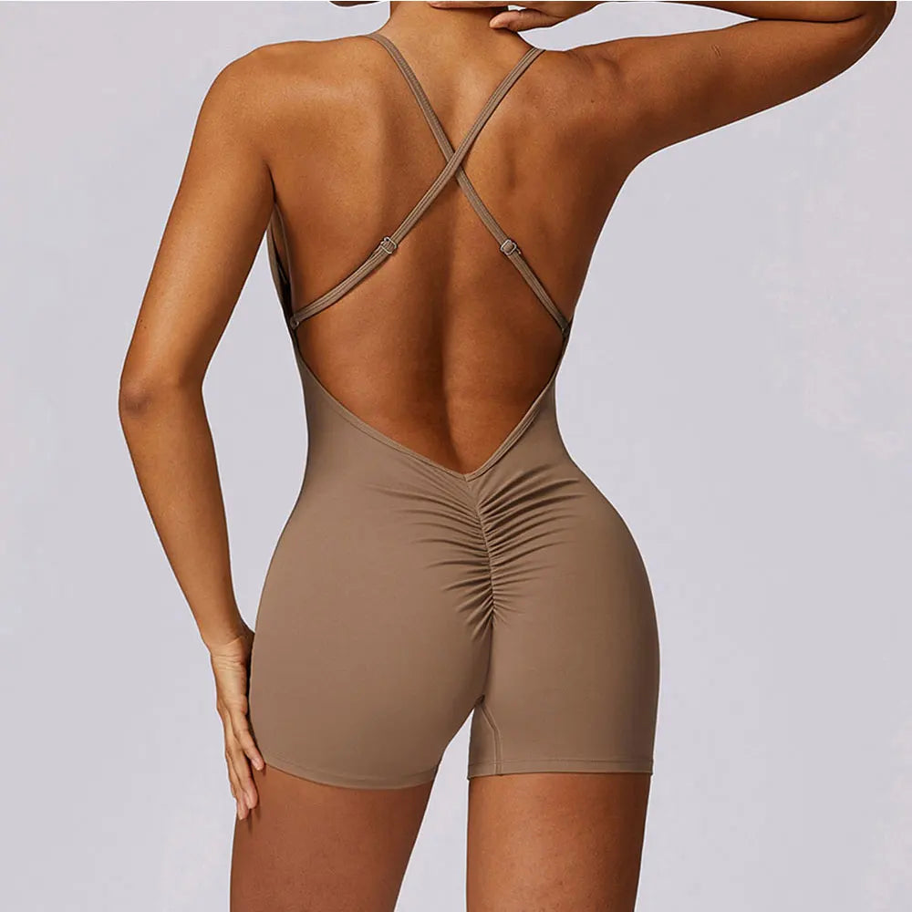V Back Scrunch Bum Unitard