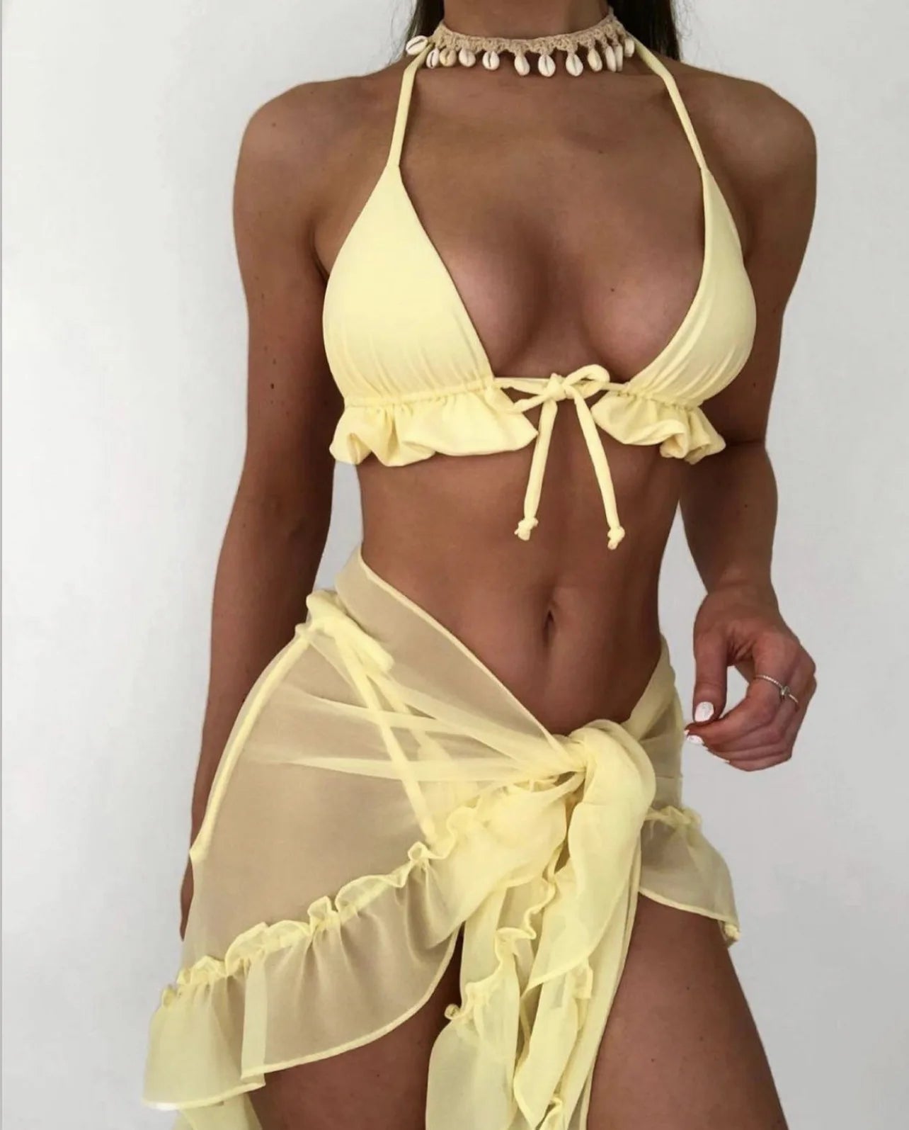 3 Piece Frill Detail Bikini Set