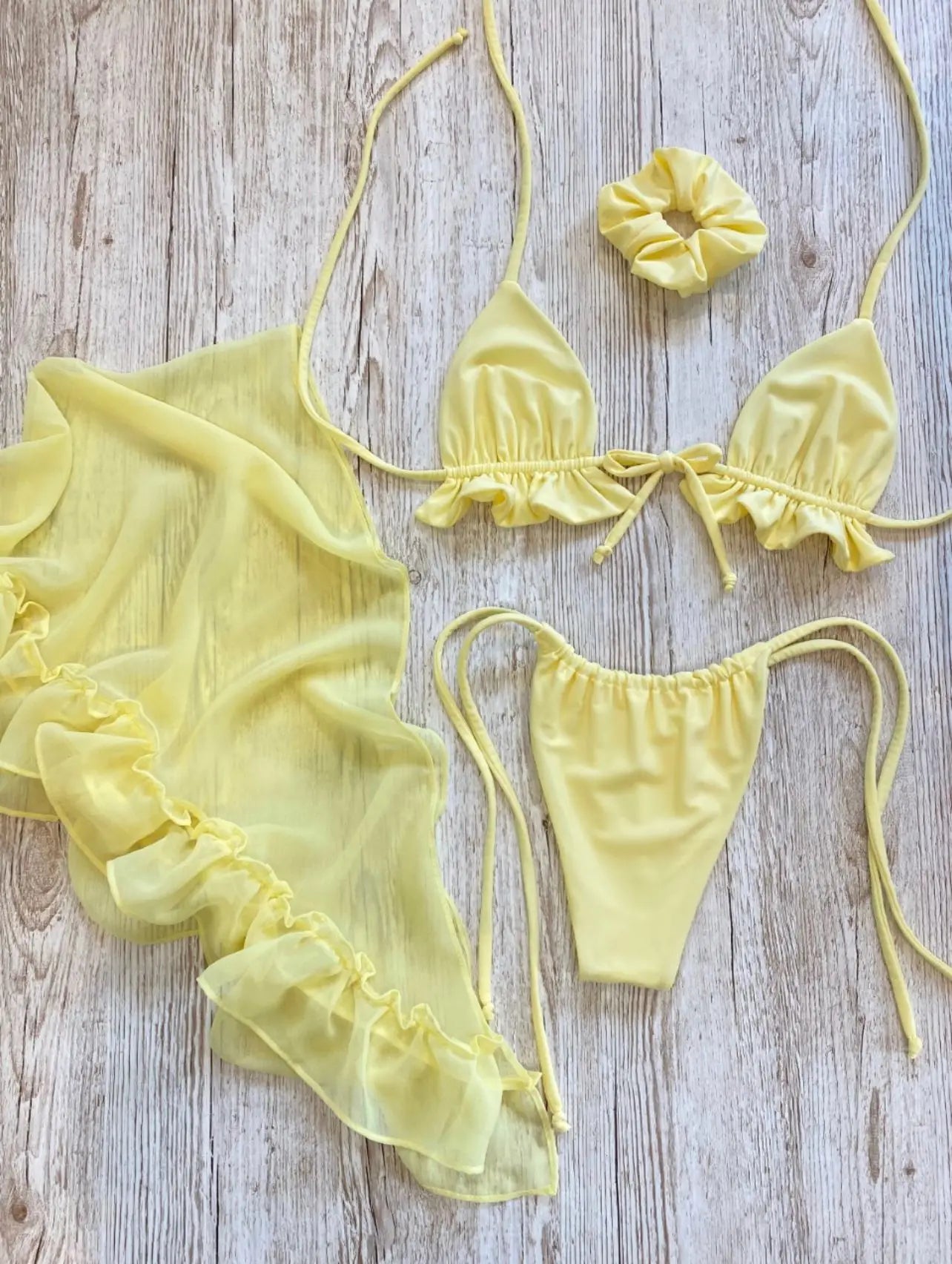 3 Piece Frill Detail Bikini Set