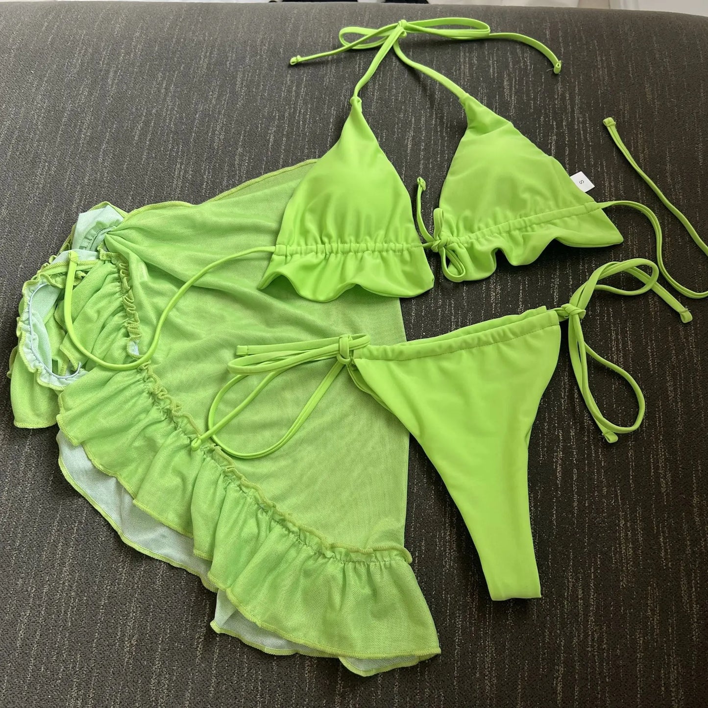3 Piece Frill Detail Bikini Set