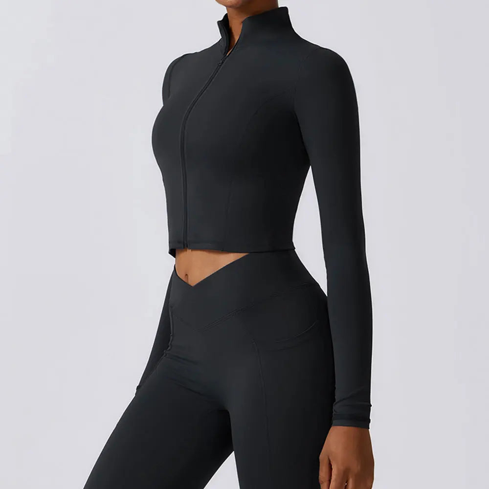 Long Sleeve Zip-up Gym Top