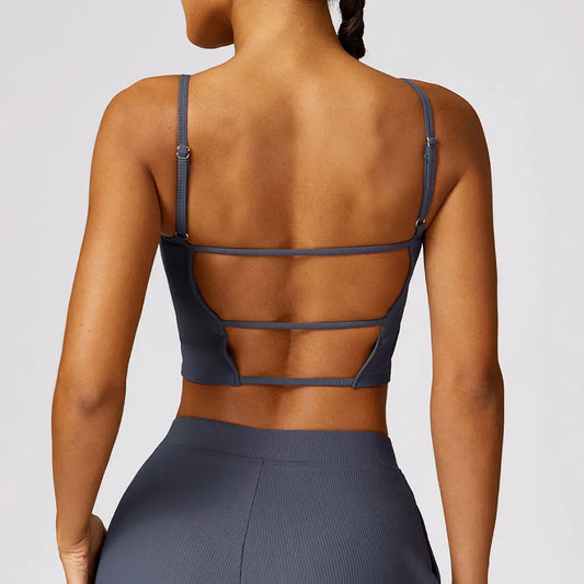 Ribbed Open Back Strappy Top