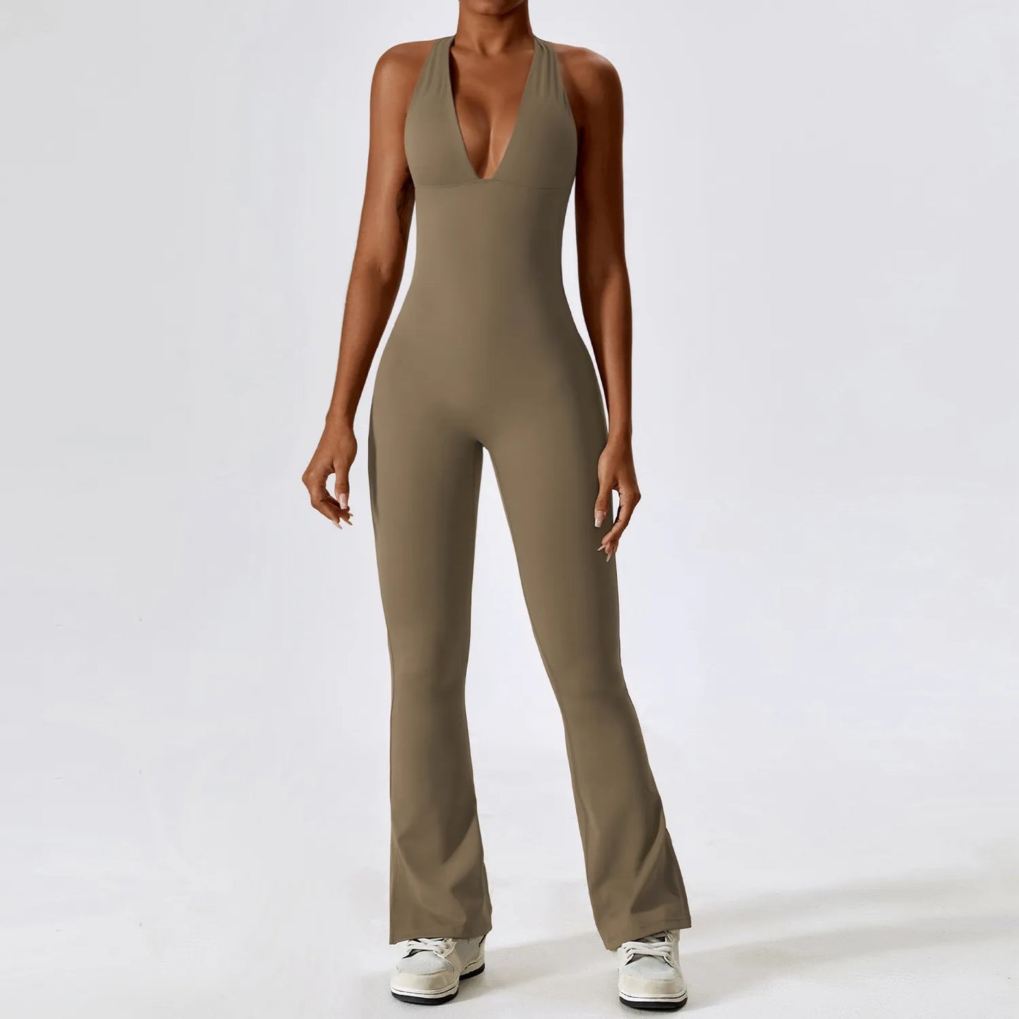 Halter Neck Flare Jumpsuit