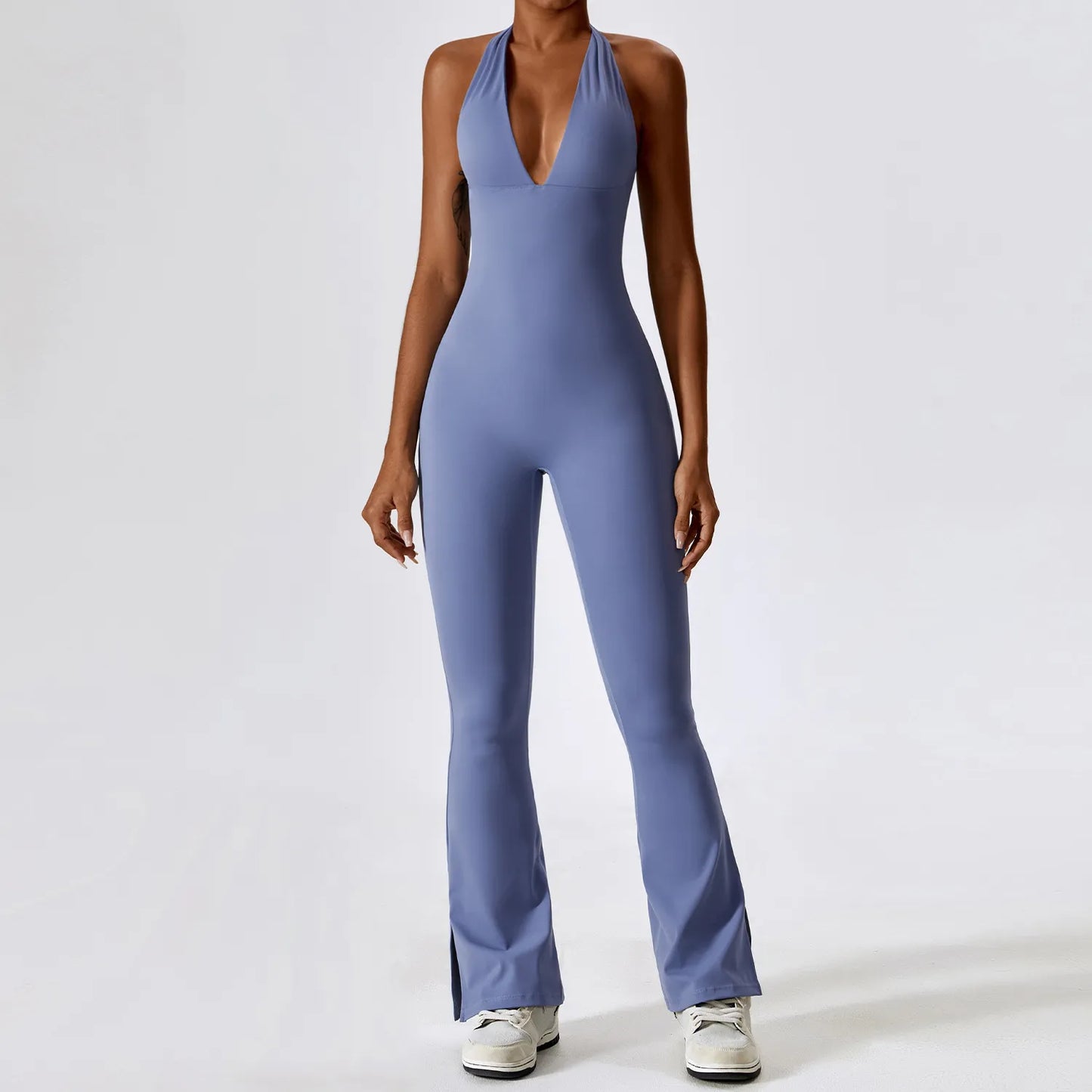 Halter Neck Flare Jumpsuit