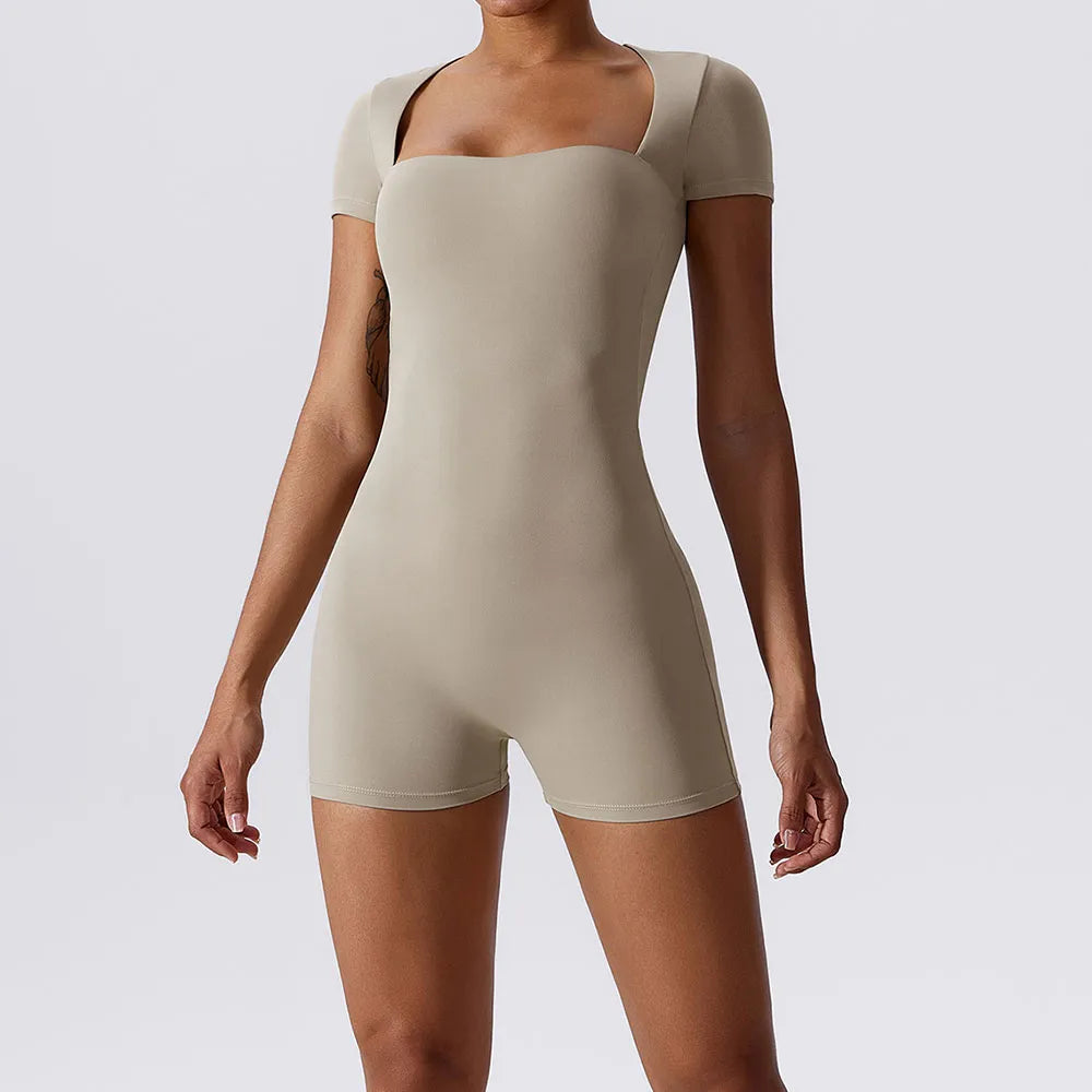 Square Neck Short Sleeved Unitard