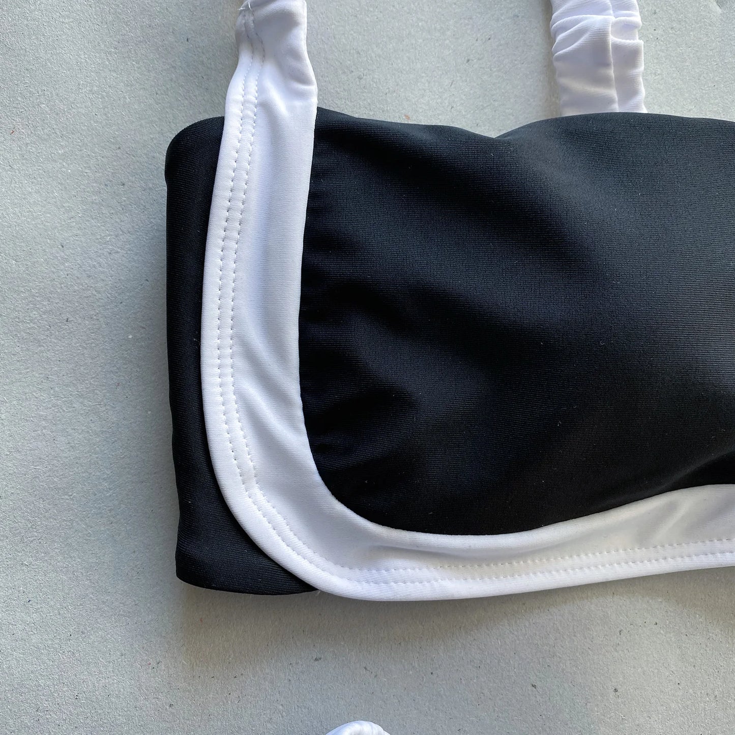 Black and White Ruched Bikini