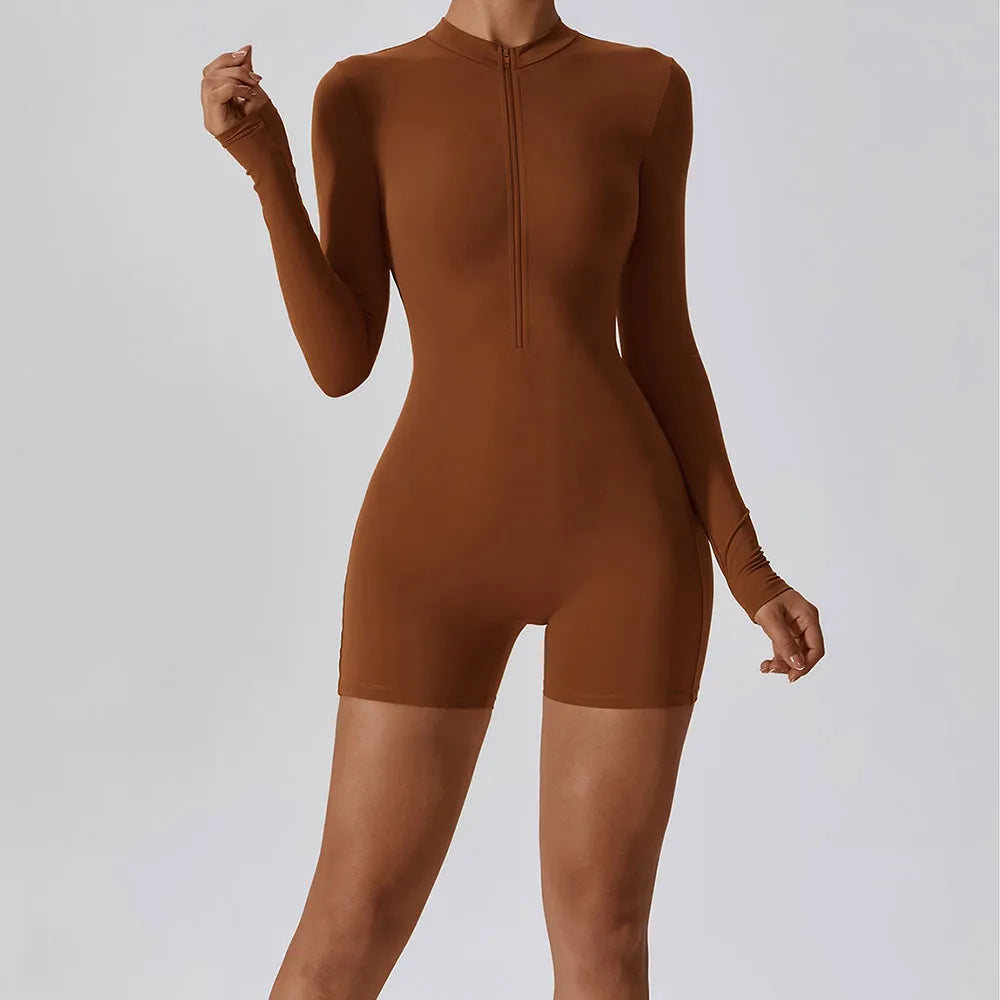 Long Sleeve Zip Up Unitard