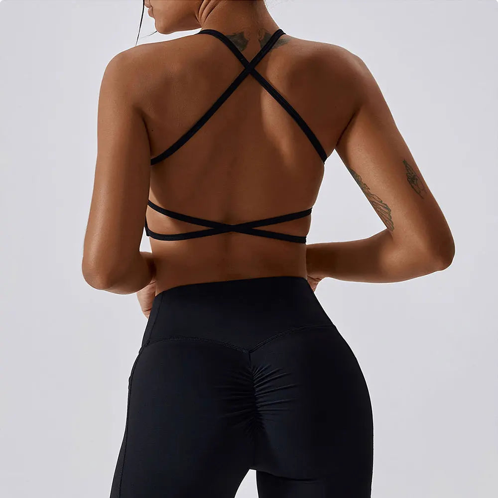 Open Back Cross Body Sports Bra