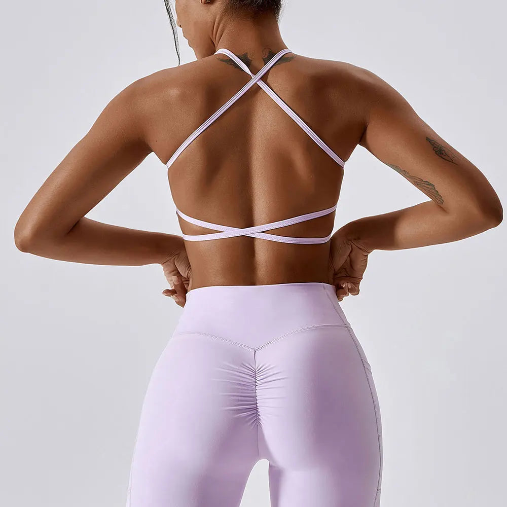 Open Back Cross Body Sports Bra