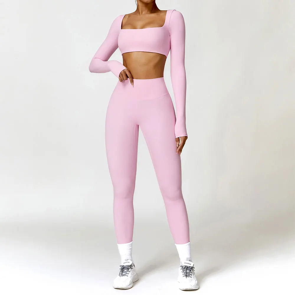 Long Sleeved Top and Leggings Gym Set