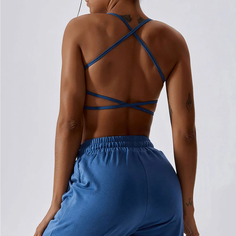 Open Back Cross Body Sports Bra