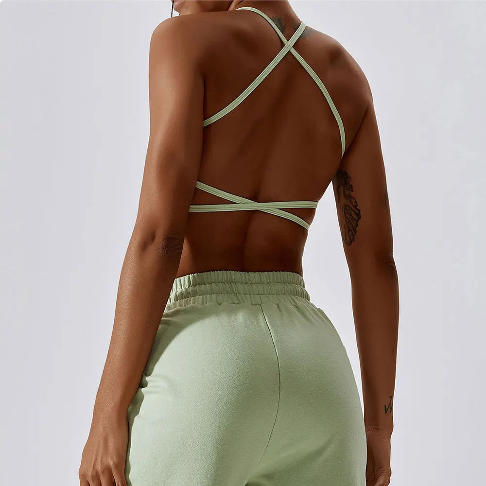 Open Back Cross Body Sports Bra