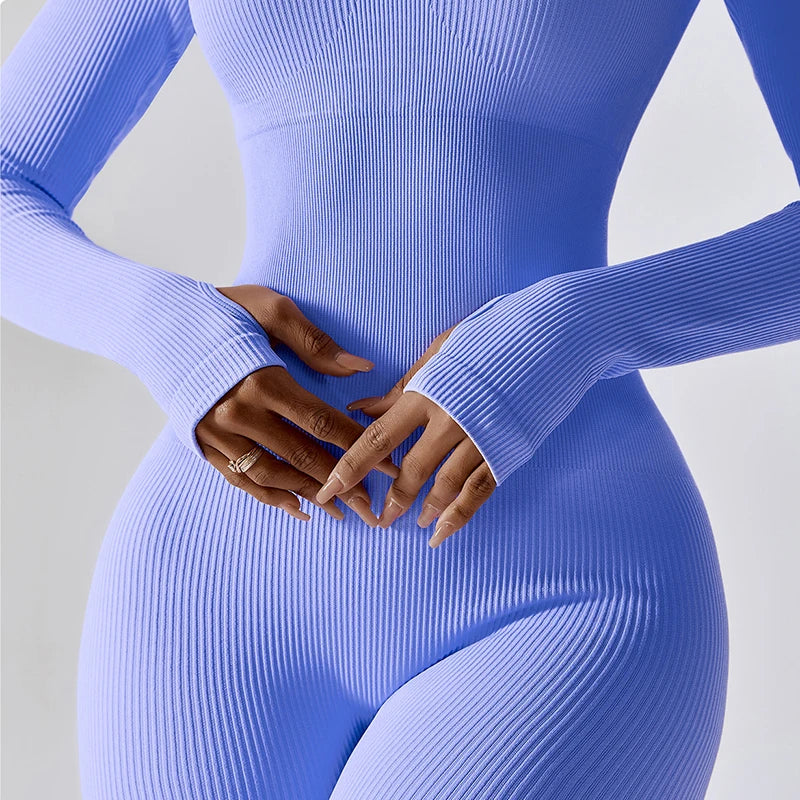 Long Sleeved Ribbed Jumpsuit