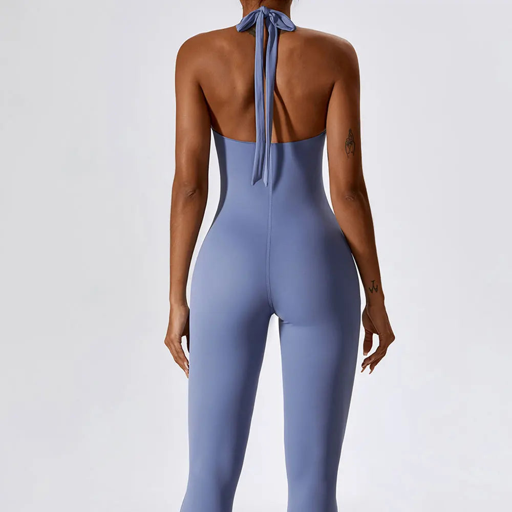 Halter Neck Flare Jumpsuit