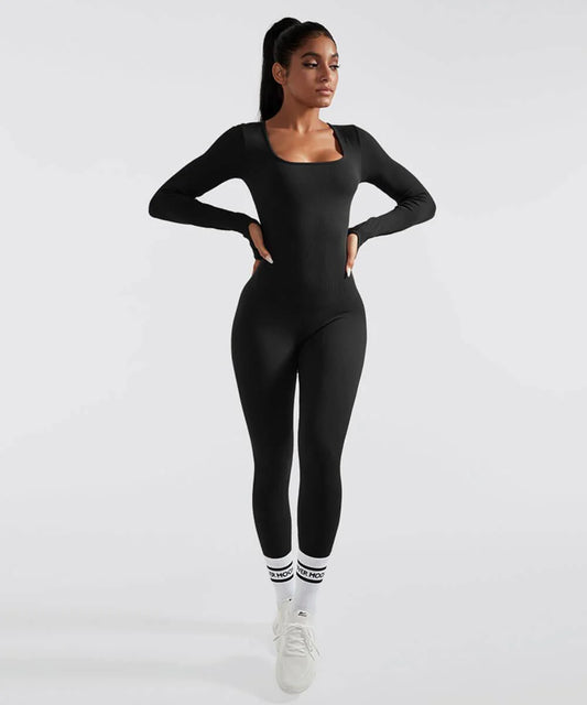 Long Sleeved Ribbed Jumpsuit